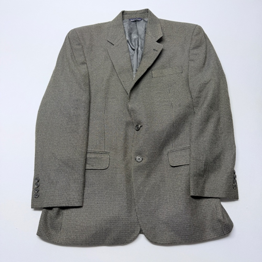 Alan Flasser Mens 40R Grey Micro Check Two Button Blazer Sport Coat Paisley